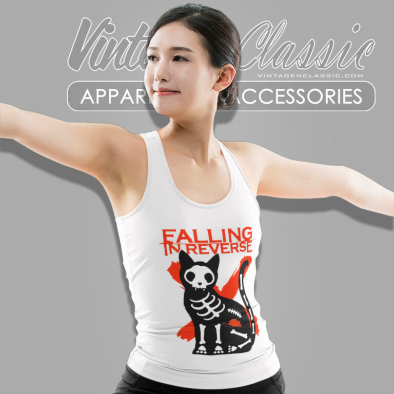 Falling In Reverse Shirt Skeleton Cat Tank Top Racerback Falling In Reverse Shirt Skeleton Cat Tank Top Racerback