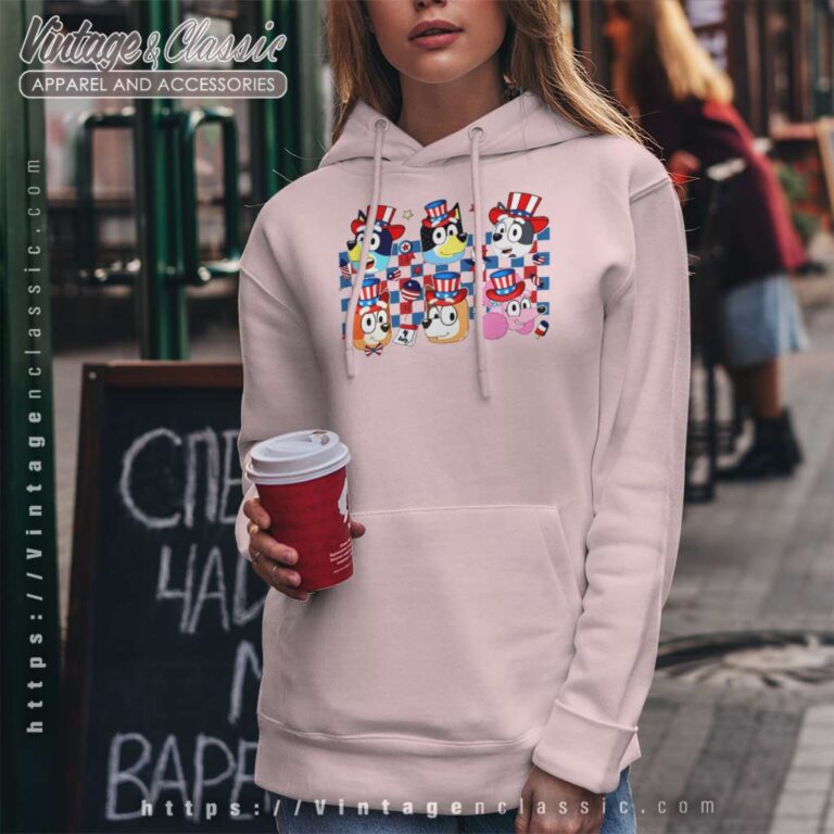 Family Bluey American Patriotic July 4th Hoodie Family Bluey American Patriotic July 4th Hoodie