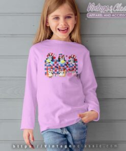 Family Bluey American Patriotic July 4th kids Longsleeves