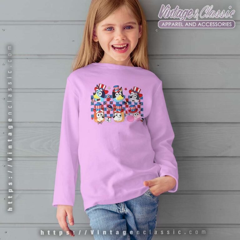Family Bluey American Patriotic July 4th kids Longsleeves Family Bluey American Patriotic July 4th kids Longsleeves