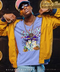 Family Bluey And Bingo Halloween Shirt 6 Family Bluey And Bingo Halloween V Neck TShirt