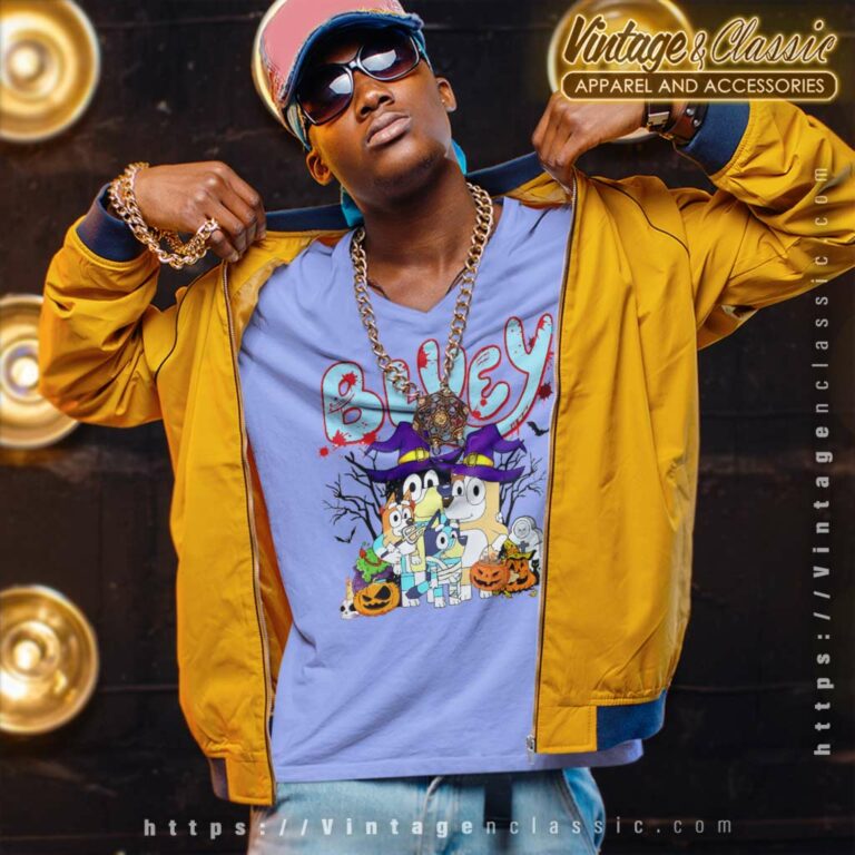 Family Bluey And Bingo Halloween V Neck TShirt Family Bluey And Bingo Halloween V Neck TShirt