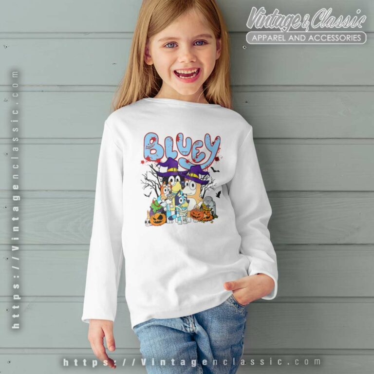 Family Bluey And Bingo Halloween kids Vneck Family Bluey And Bingo Halloween kids Vneck