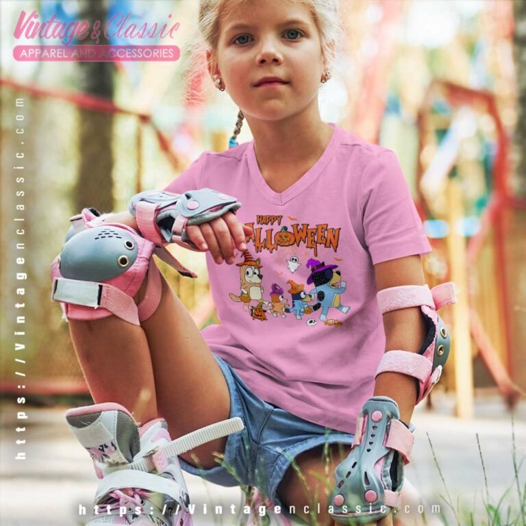 Family Bluey Halloween Shirt Gift For Blueys Fan kids Vneck Family Bluey Halloween Shirt Gift For Blueys Fan kids Vneck