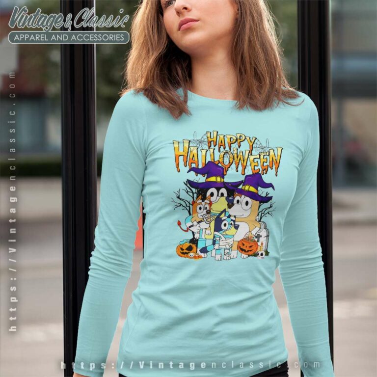 Family Bluey Happy Halloween Long Sleeve Tee Family Bluey Happy Halloween Long Sleeve Tee