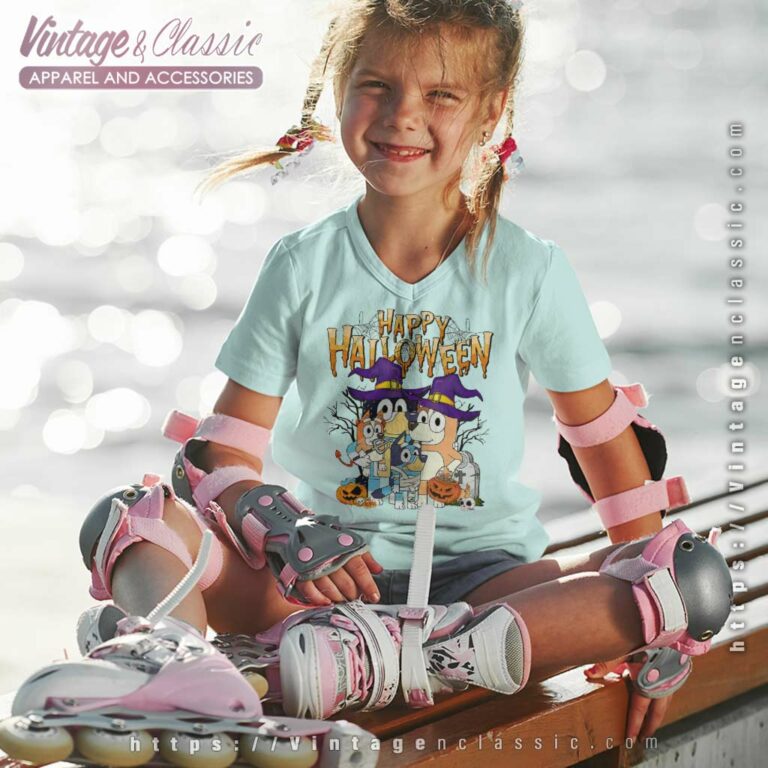 Family Bluey Happy Halloween kids Vneck Family Bluey Happy Halloween kids Vneck