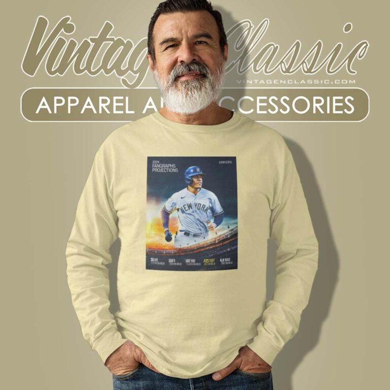 Fangraph Juan Soto Yankees Pinstripes Long Sleeve Tee Fangraph Juan Soto Yankees Pinstripes Long Sleeve Tee