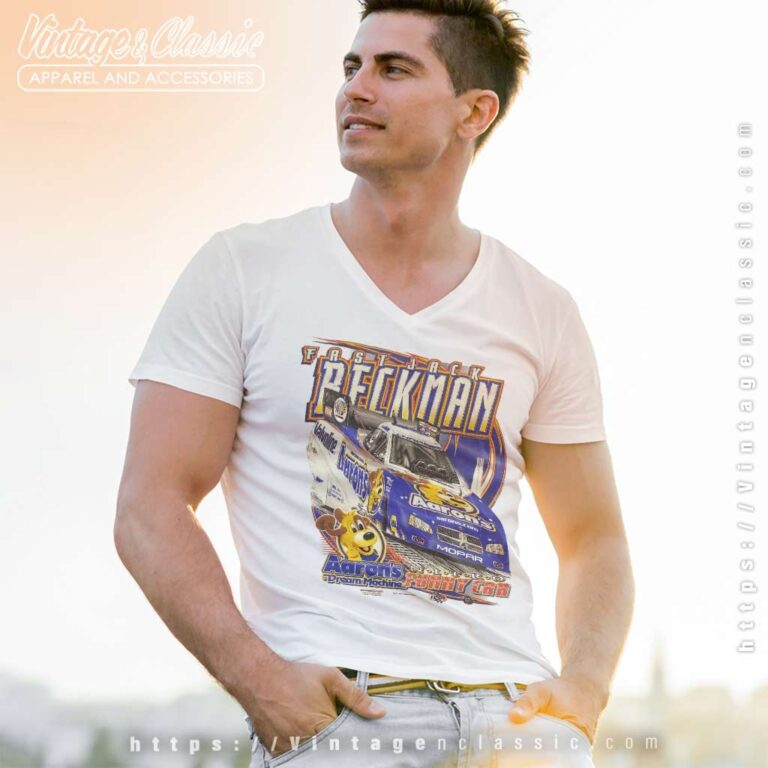 Fast Jack Beckman Nascar Racing Vintage V Neck TShirt Fast Jack Beckman Nascar Racing Vintage V Neck TShirt