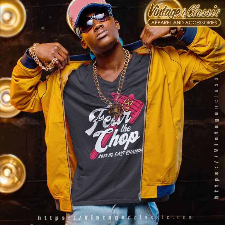 Fear The Chop Atlanta Braves 2023 Nl East Champions V Neck TShirt Fear The Chop Atlanta Braves 2023 Nl East Champions V Neck TShirt