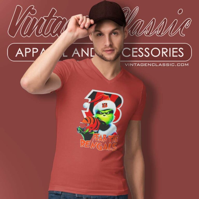 Fear The Cincinnati Bengals Nfl Santa Grinch V Neck TShirt Fear The Cincinnati Bengals Nfl Santa Grinch V Neck TShirt