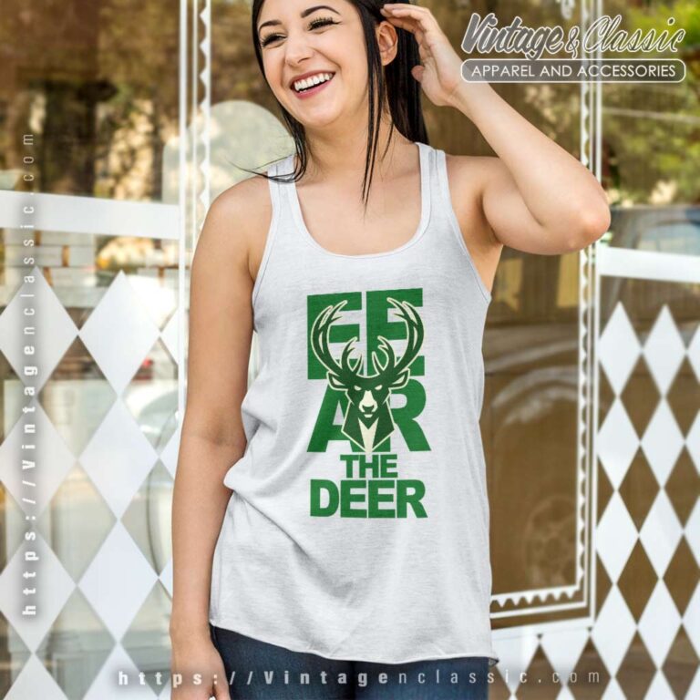 Fear The Deer Milwaukee Bucks Tank Top Racerback Fear The Deer Milwaukee Bucks Tank Top Racerback