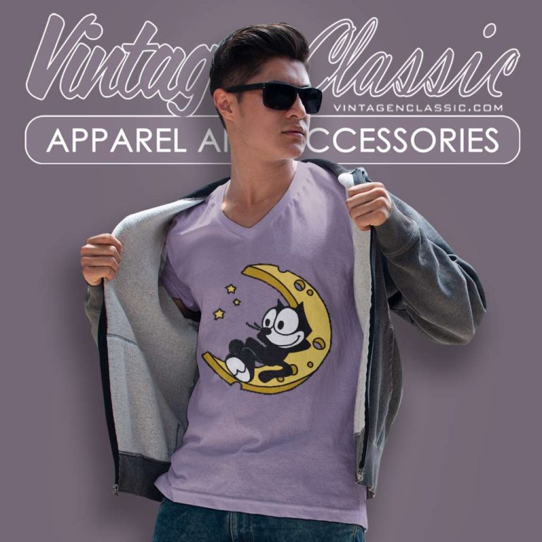 Felix The Cat Moon V Neck TShirt Felix The Cat Moon V Neck TShirt