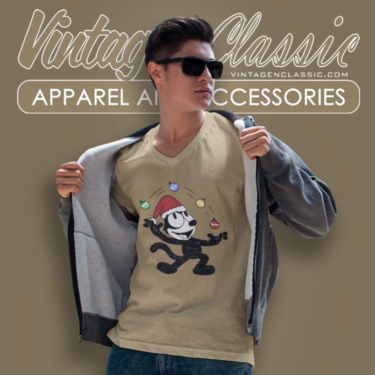 Felix The Cat Shirt Christmas Version V Neck TShirt Felix The Cat Shirt Christmas Version V Neck TShirt