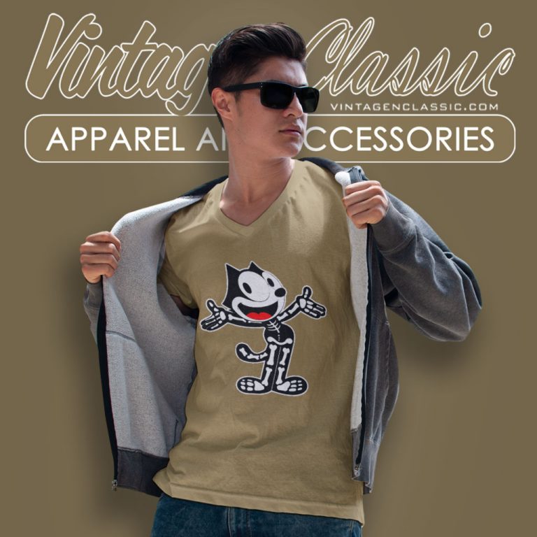 Felix The Cat Shirt Halloween Skull V Neck TShirt Felix The Cat Shirt Halloween Skull V Neck TShirt