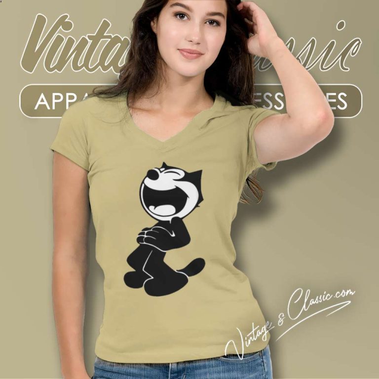 Felix The Cat Shirt Laugh Out Loud V Neck TShirt Felix The Cat Shirt Laugh Out Loud V Neck TShirt