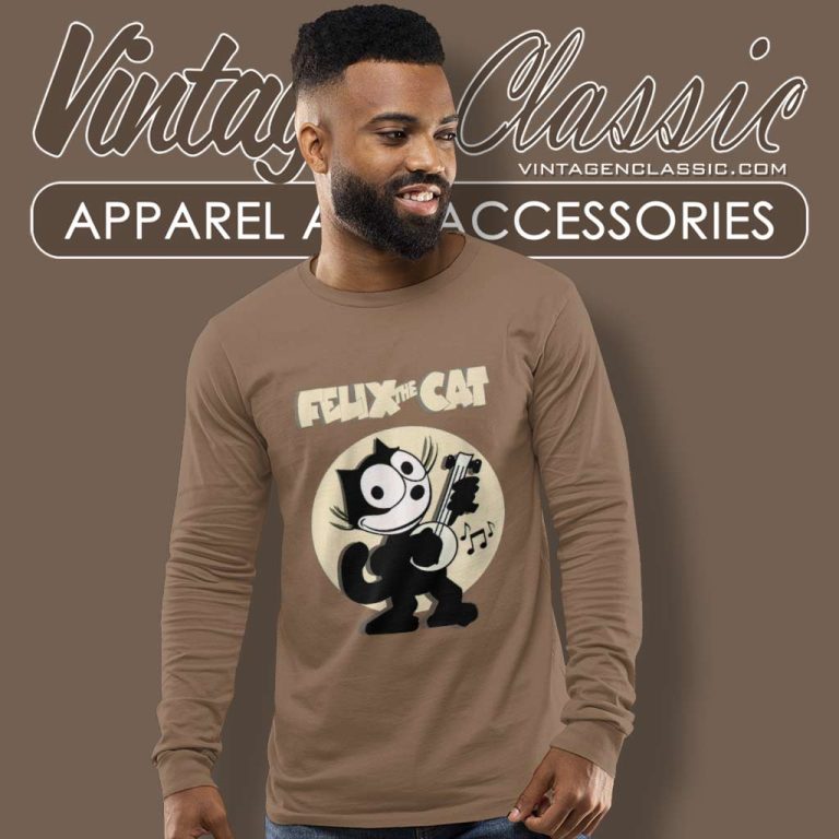 Felix The Cat Shirt Playing Banjo Long Sleeve Tee 1 Felix The Cat Shirt Playing Banjo Long Sleeve Tee 1