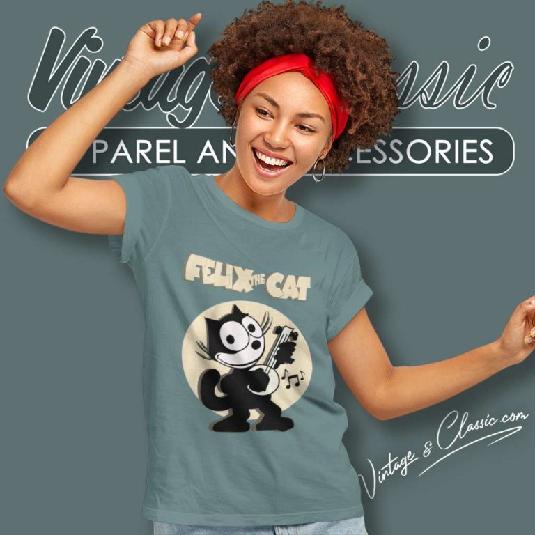 Felix The Cat Shirt Playing Banjo Women TShirt 1 Felix The Cat Shirt Playing Banjo Women TShirt 1