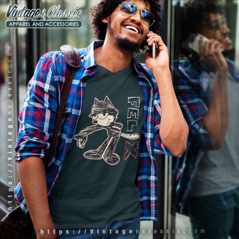 Felix The Cat Shirt Single Stitch V Neck TShirt Felix The Cat Shirt Single Stitch V Neck TShirt