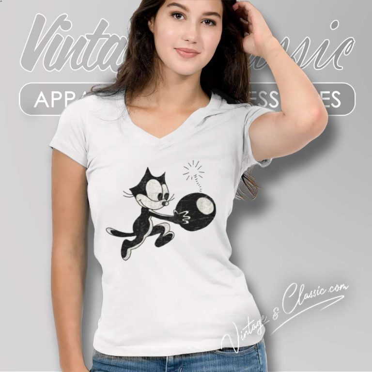 Felix The Cat With Bomb V Neck TShirt Felix The Cat With Bomb V Neck TShirt