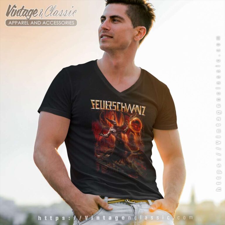 Feuerschwanz Teufel V Neck TShirt Feuerschwanz Teufel V Neck TShirt