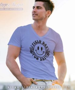 Field Day Fun Day Smiley Face V Neck TShirt