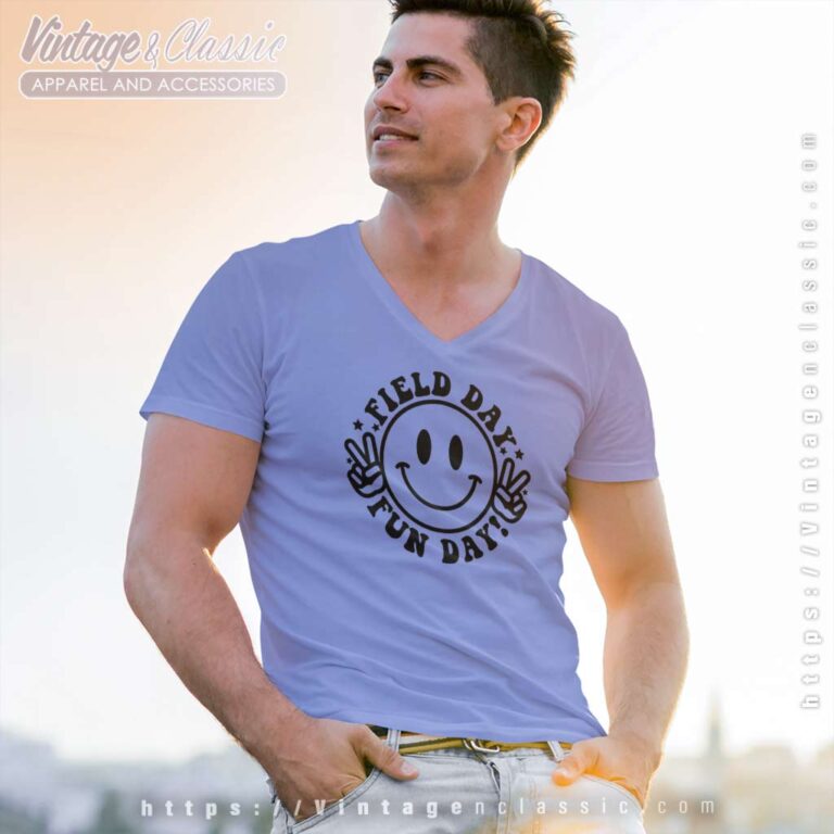 Field Day Fun Day Smiley Face V Neck TShirt Field Day Fun Day Smiley Face V Neck TShirt