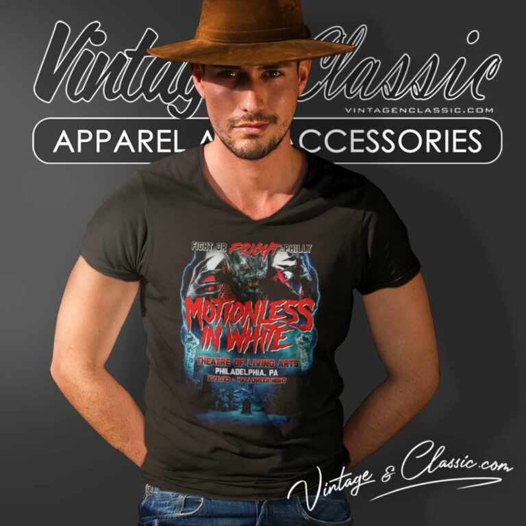 Fight Or Fright Philly Motionless In White V Neck TShirt Fight Or Fright Philly Motionless In White V Neck TShirt