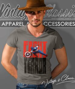 Fight Terror Captain America Patriot V Neck TShirt