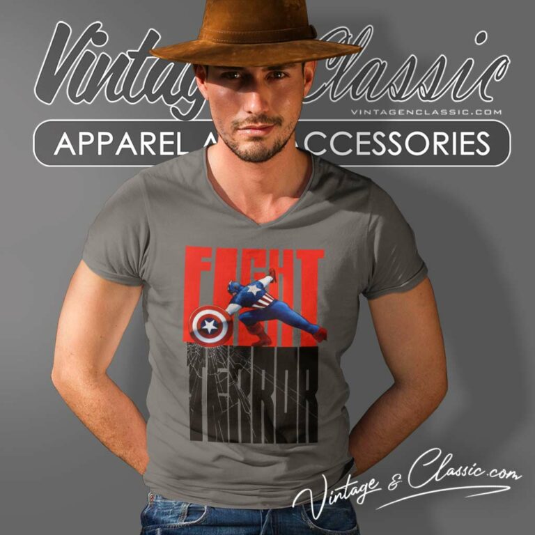 Fight Terror Captain America Patriot V Neck TShirt Fight Terror Captain America Patriot V Neck TShirt