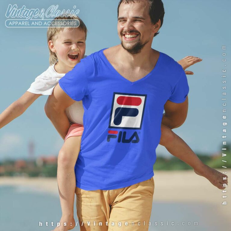 Fila Holdings Corp Logo V Neck TShirt Fila Holdings Corp Logo V Neck TShirt