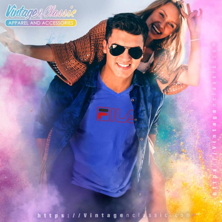 Fila Red Outline Logo V Neck TShirt Fila Red Outline Logo V Neck TShirt