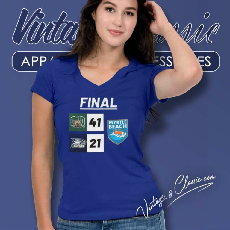 Final Ohio Vs Ga Southern Myrtle Beach Bowl 41 21 V Neck TShirt Final Ohio Vs Ga Southern Myrtle Beach Bowl 41 21 V Neck TShirt