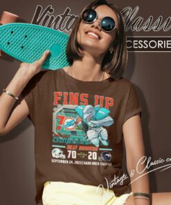Fins Up Miami Dolphins Beat Denver Broncos 70 20 Women TShirt