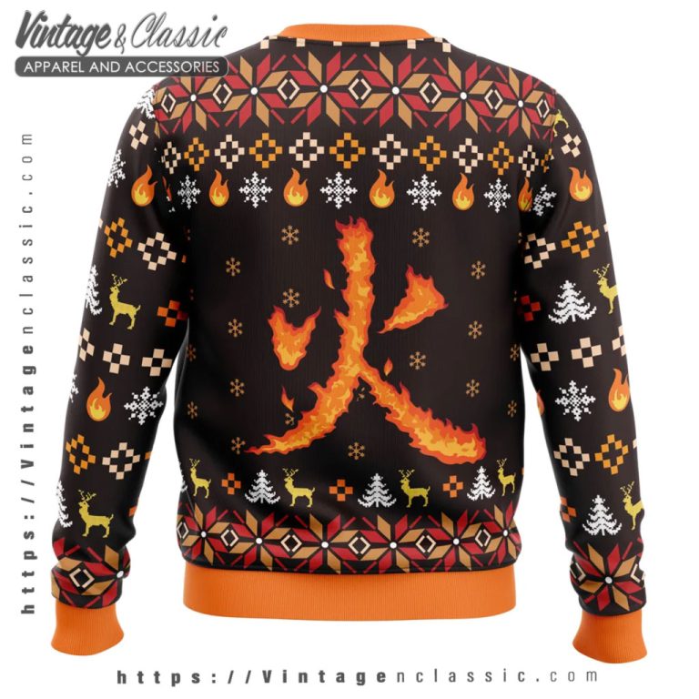 Fire Rengoku Demon Slayer Christmas Sweater back Ugly Sweater Fire Rengoku Demon Slayer Christmas Sweater back Ugly Sweater