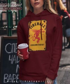 Fireball Cinnamon Whiskey Bottle Label Hoodie