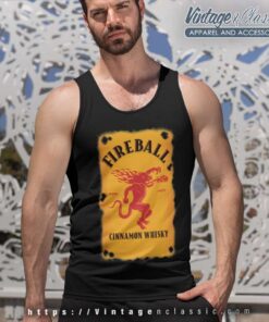 Fireball Cinnamon Whiskey Bottle Label Tank Top Racerback