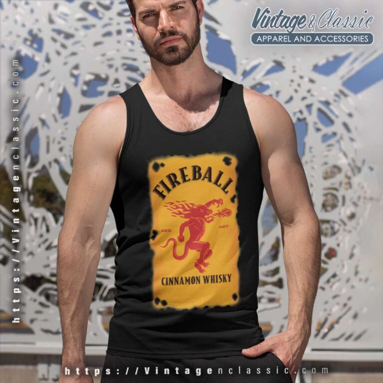 Fireball Cinnamon Whiskey Bottle Label Tank Top Racerback Fireball Cinnamon Whiskey Bottle Label Tank Top Racerback