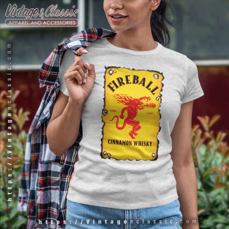 Fireball Cinnamon Whiskey Bottle Label Women TShirt Fireball Cinnamon Whiskey Bottle Label Women TShirt