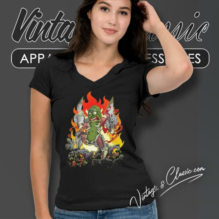 Fired Pickle Rick And Morty V Neck TShirt Fired Pickle Rick And Morty V Neck TShirt