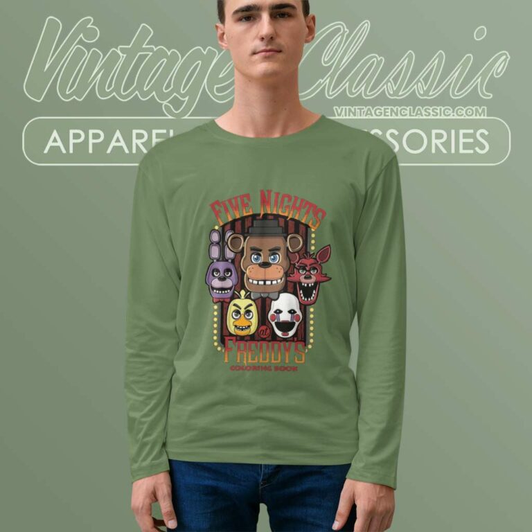 Five Nights At Freddys Coloring Book Shirt Long Sleeve Tee Five Nights At Freddys Coloring Book Shirt Long Sleeve Tee