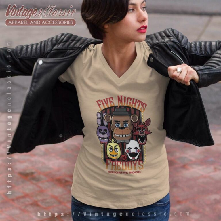Five Nights At Freddys Coloring Book Shirt V Neck TShirt Five Nights At Freddys Coloring Book Shirt V Neck TShirt