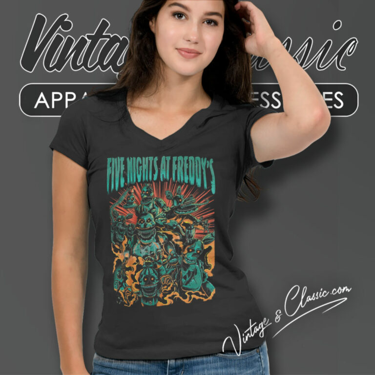 Five Nights At Freddys Metal Animatronics V Neck TShirt Five Nights At Freddys Metal Animatronics V Neck TShirt
