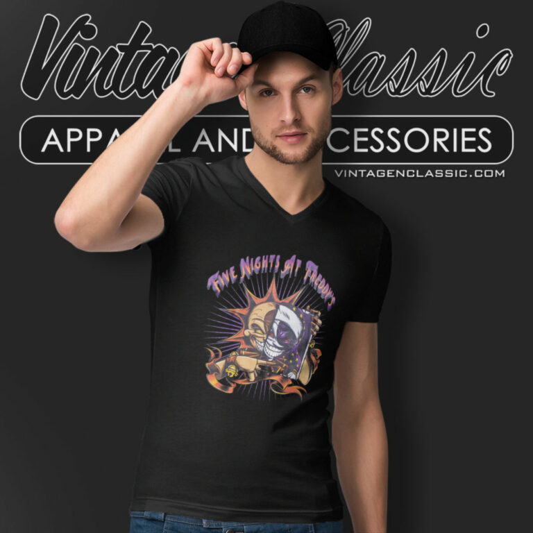 Five Nights At Freddys Shirt Security Breach Sun And Moon V Neck TShirt Five Nights At Freddys Shirt Security Breach Sun And Moon V Neck TShirt