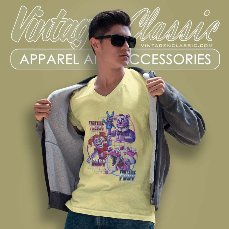 Five Nights Sister Location Funtime V Neck TShirt Five Nights Sister Location Funtime V Neck TShirt