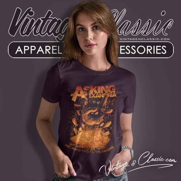 Flaming Skull And Hand Asking Alexandria Band Women TShirt Flaming Skull And Hand Asking Alexandria Band Women TShirt