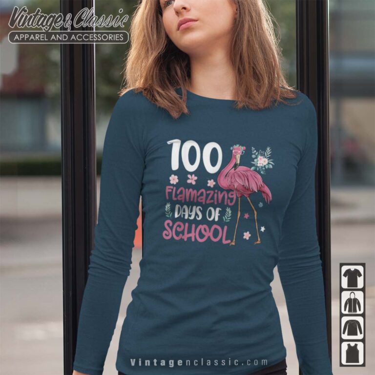 Flamingo 100th Day Teachers Longsleeves 100 Flamazing Days of School Flamingo 100th Day Teachers Longsleeves 100 Flamazing Days of School