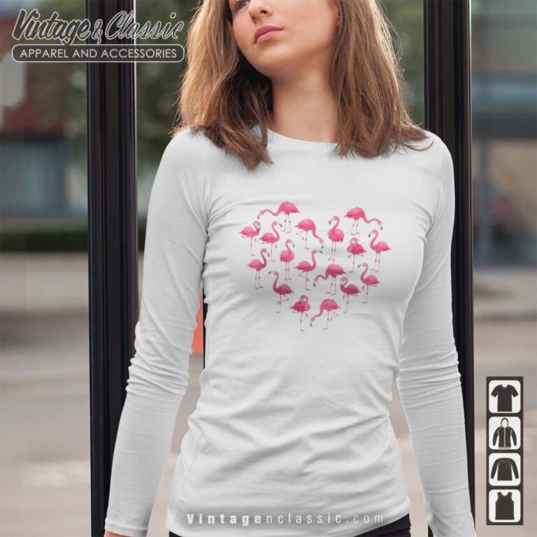 Flamingo Heart Happy Valentines Day Longsleeves Flamingo Lovers Shirt Flamingo Heart Happy Valentines Day Longsleeves Flamingo Lovers Shirt