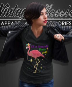 Flamingo Mardi Gras Shirt Its Mardi Gras Yall V Neck TShirt