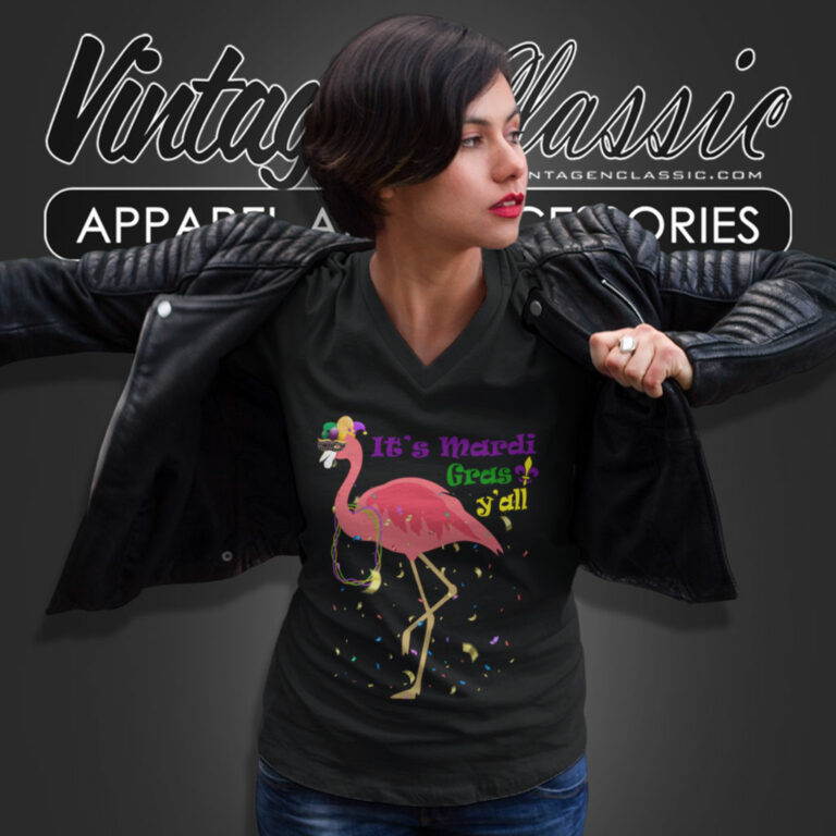 Flamingo Mardi Gras Shirt Its Mardi Gras Yall V Neck TShirt Flamingo Mardi Gras Shirt Its Mardi Gras Yall V Neck TShirt
