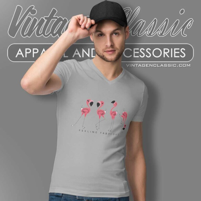 Flamingos Feeling Fabulous V Neck TShirt Flamingos Feeling Fabulous V Neck TShirt